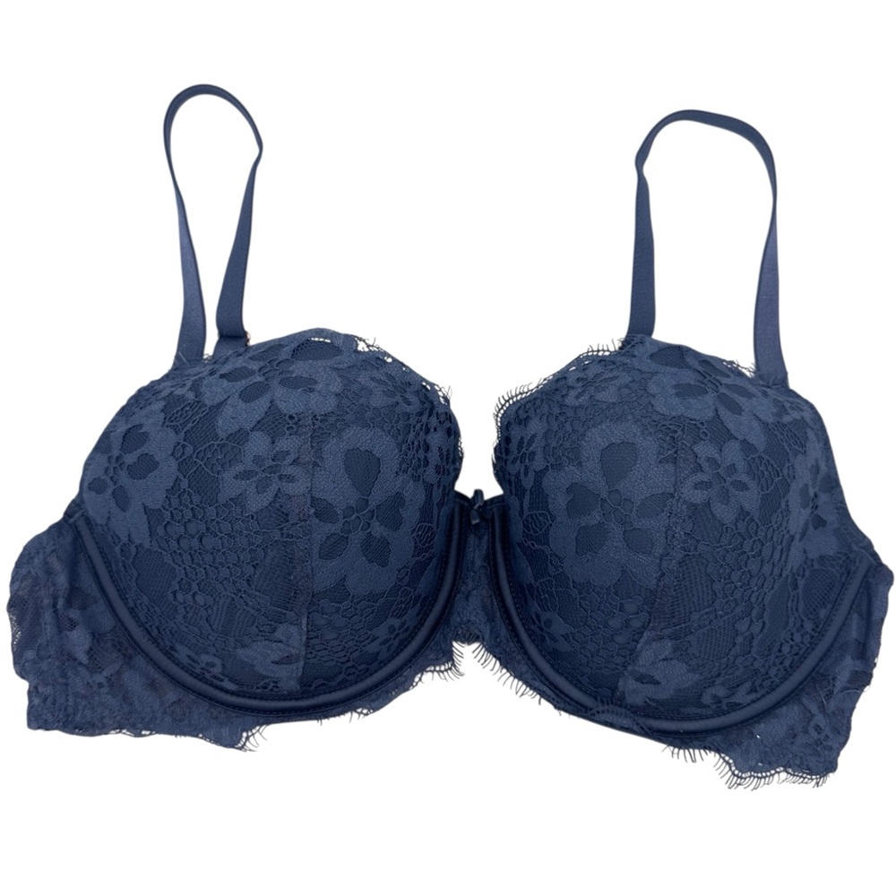 Victoria’s Secret Dream Angels Lined Demi Bra Blue Lace 36D